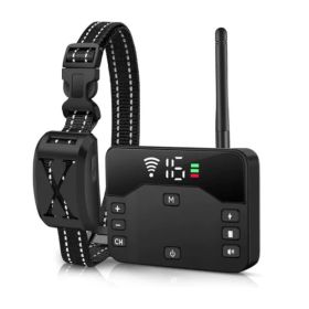 2 In 1 Wireless Electric Dog Fence Waterproof Pet Shock Boundary Containment System Electric Training Collar for Small Medium Large Dogs (Option: Black)